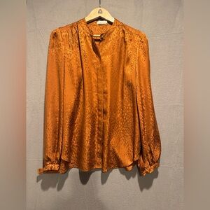 A.L.C. Vibrant Orange Silk Blouse